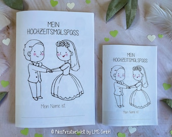 Malbuch und Rätselspaß für Kinder Gastgeschenk  personalisiert, Hochzeit, Standesamt