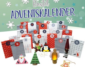 Bastel Adventskalender - 24 Tüten gefüllt mit kleinen Bastelprojekten, für Jung und Alt,  zur Weihnachtszeit