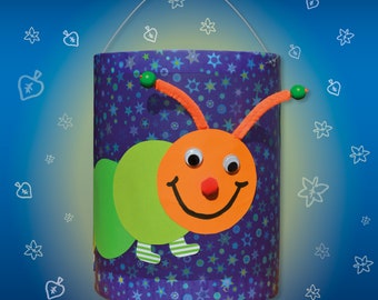 Lantaarn ambacht set "Caterpillar Lucy" voor St. Martin's parade, lantaarn parade, Saint Martin, lamp, feeën lichten, kinderen, St. Martin's lantaarn