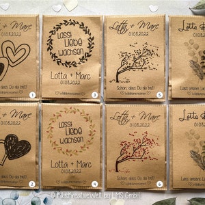 Seed pack personalized guest gift, wedding, registry office, set of 10