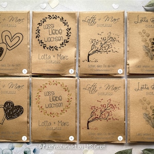 Seed pack personalized guest gift, wedding, registry office, set of 10