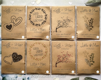 Seed packet guest gift personalized, wedding, registry office, set of 10