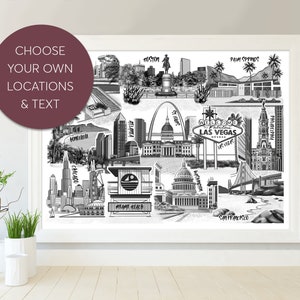 Benutzerdefiniertes Reise-Erinnerungsgeschenk | Reise-Erinnerungen Kunst | Orte, die du bereist bist Illustration | Maßgeschneiderte Reisekunst | Reisen Paar Geschenk