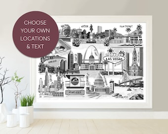 30th Birthday Personalised Travel Map Print Gift | Custom Bespoke Memories Illustration Art Milestone Birthday Gift | Birthday Poster