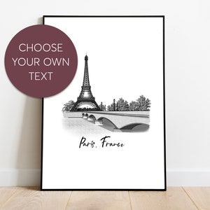 Custom Paris, France Travel Print | Personalized Holiday Memories Art | Eiffel Tower Champ de Mars Travel Gift | Unique Wall Decor