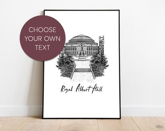Custom London UK Travel Print | Personalized Holiday Memories Art | Royal Albert Hall Travel Poster Gift | Unique Wall Decor