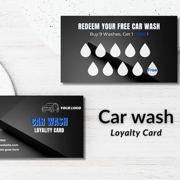 Loyalty Card for Car Wash Canva Template | Car Wash Business Card | Canva Business Card