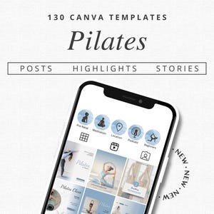 130 Pilates Canva Templates Bundle | Instagram Posts | Pilates Advertising | Pilates templates