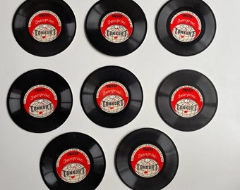Disque vinyle art déco LP - vieux disques d'apprentissage du suédois - lot de 8 - parfait pour encadrer ou pour des sous-verres
