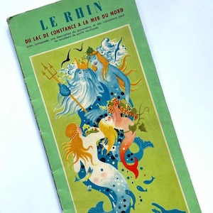 Vintage Rhein Fluss Karte Aus den 50er/60er Jahren Der Rhein, Vom Bodensee bis zur Nordsee 1,8 m