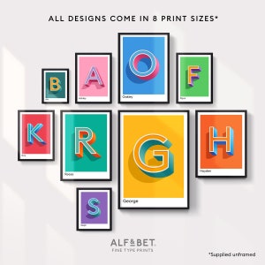 Impresión de nombre y letra personalizada, impresión del alfabeto personalizada, póster con iniciales personalizado, impresión de letras en negrita, regalo para amigos y familiares