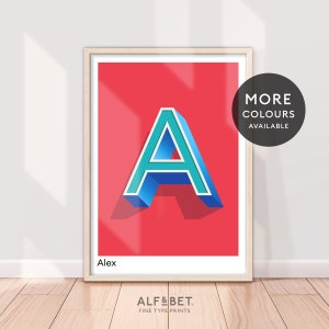 Impresión de nombre y letra personalizada, impresión del alfabeto personalizada, póster con iniciales personalizado, impresión de letras en negrita, regalo para amigos y familiares