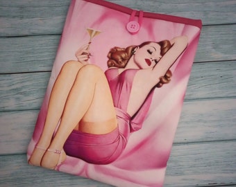 Pin Up girl, Book Sleeve, Book Protector, Book cover, Book Bag, Book Pouch, gifts
