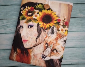 Fox Fantasy, Book Sleeve, Book Protector, Book cover, Book Bag, Book Pouch, gifts