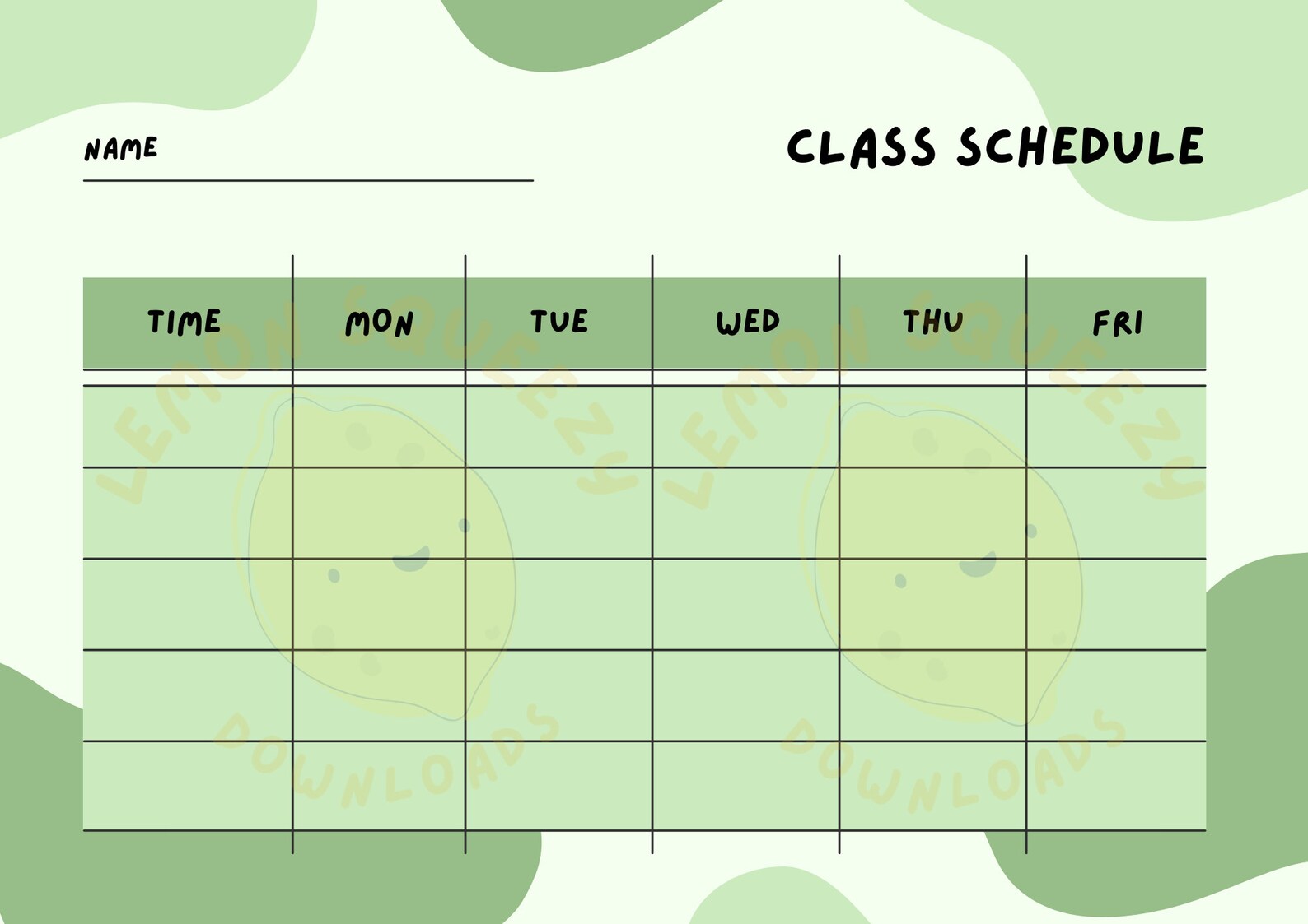 Sage Green Modern Weekly Class Schedule Timetable/planner - Etsy