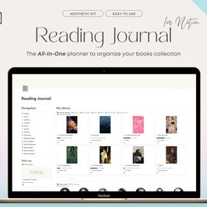 Modello di diario di lettura di nozioni / tracker di libri, recensione di libri, registro di lettura, tracker di lettura, pianificatore di lettura, diario di libro, elenco di lettura 2023