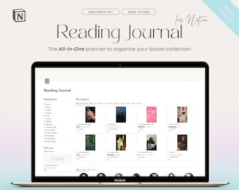 Notion Reading Journal Template | Book Tracker, Book Review, Reading Log, Reading Tracker, Reading Planner, Book Journal, Reading List 2023