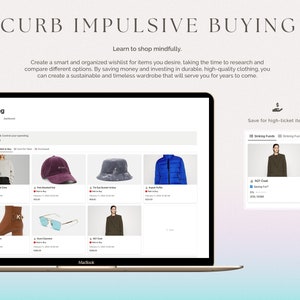 May include: A laptop computer screen displaying a website with a shopping cart and a list of items. The website is titled "Shopping" and features a variety of items, including a blue jacket, a brown hat, a pair of brown boots, and a pair of blue sunglasses. The text "Save for high-ticket items" is displayed on the right side of the screen.