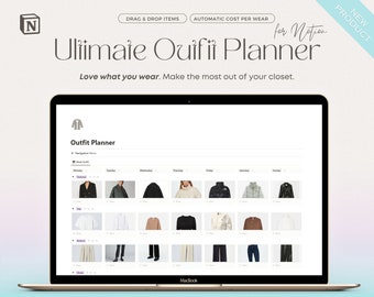 Outfit Planner Notion Template, Notion Wardrobe Manager, Notion Planner, Capsule Wardrobe Planner, Wishlist Tracker, Clothes Packing List