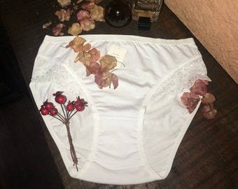 Women's Underwear (Set of two), Panties, White High Quality Cotton Elegant Women's Underwear with Lace Accessory on the Sides