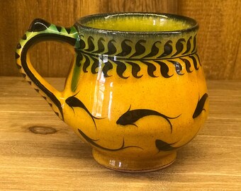 Ceramic cup, ceramic mug, Ceramic Tea cup, Handmade Fish And Leaf Patterned Ceramic Cup