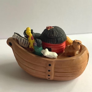 Vintage Noah’s Ark Figurine Sculpture — Folk Art — Terra Cotta Art