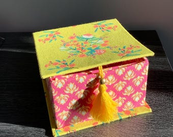 Handpainted Floral Cloth Jewelry Box – India Inspired Design
