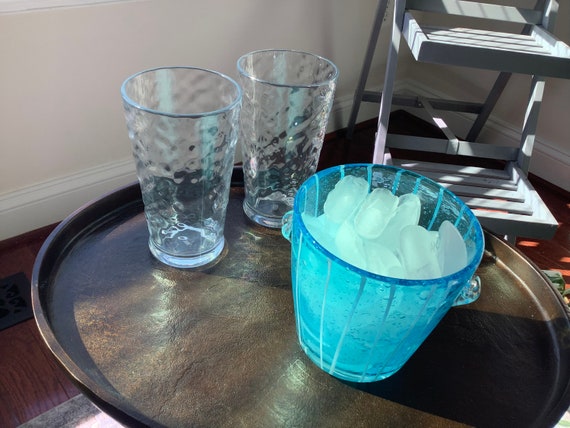 Vintage Venini for Disaronno Blue Glass Ice Bucket Tabletop - Etsy