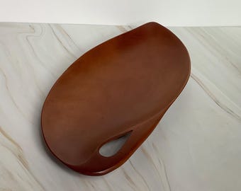 Vintage Serving Platter — Leaf Shaped Wood Tray — Wooden Serveware