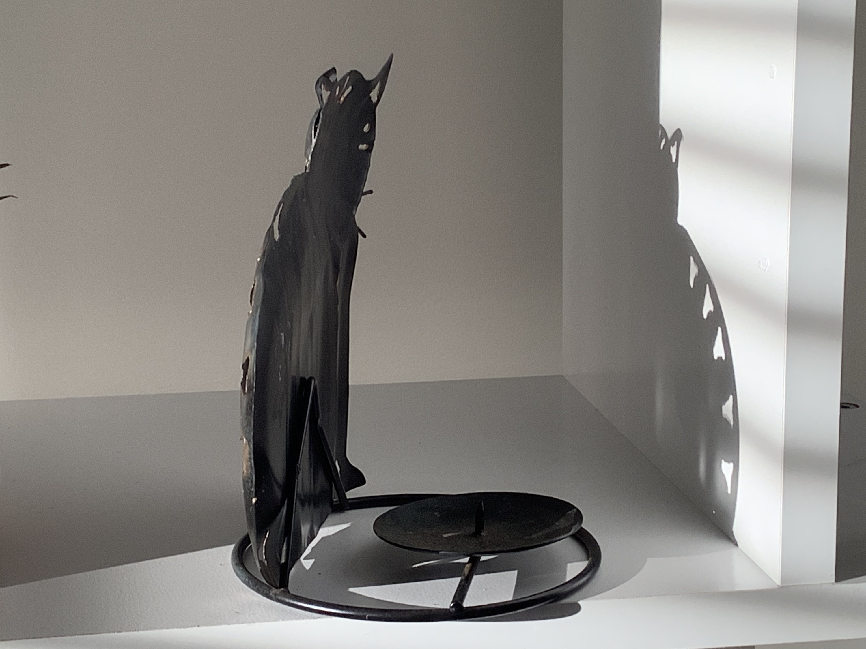 Farmhouse Style Black Cat Votive Holder Metal Cat Stand Adorable Cat
