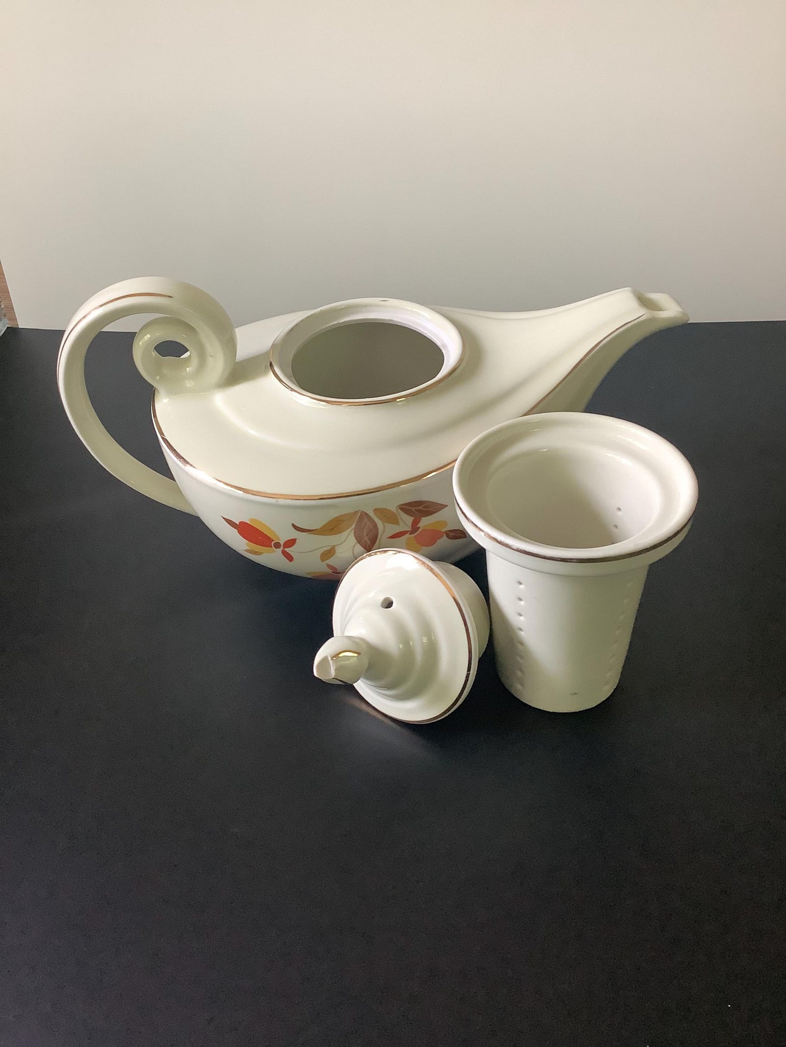 Vintage Hall's Superior Aladdin Teapot – Autumn Leaf Pattern, Infuser ...
