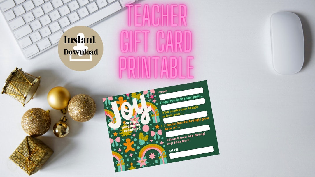 GREEN JOY Teacher Christmas Gift Card Holder, Mad Libs Printable