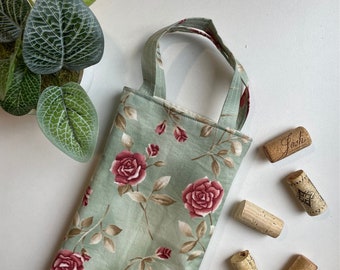 Floral fabric wine bag / Floral Gift Bag