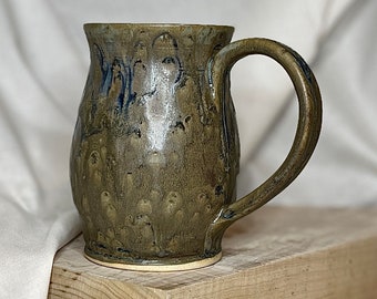Steingut Keramik Tasse - Blau und Braun