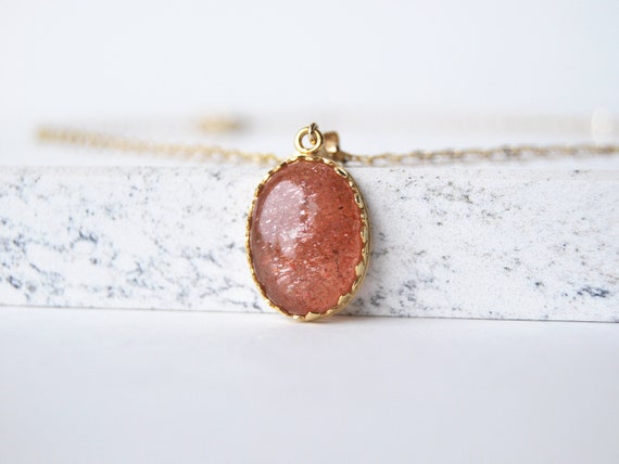 SUNSTONE & GOLD Full of Sparkles, Natural Orange Gemstone Necklace, Vintage  Style Crown Bezel, 925 Sterling Gold Vermeil Pendant, Sun Gem - Etsy