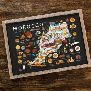 Poster pour enfants Maroc | Papier | Éducatif | Carte du monde | Voyage | Décoration murale