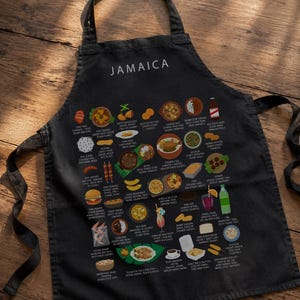 Jamaica Food Apron | Jerk Chicken, Patties | Caribbean Kitchen Gift