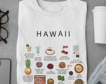 Camiseta de comida hawaiana: algodón orgánico, ideal como regalo para amantes de la comida, como Poke & Spam Musubi.