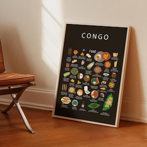 Póster de comida del Congo – Lámina decorativa de comida callejera congoleña para la pared, decoración de cocina africana