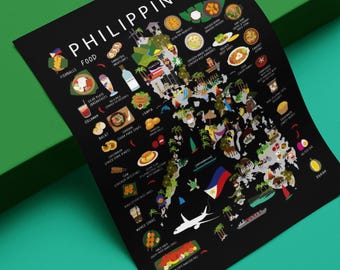 Philippines Kids Map Poster: Fun Food & Culture Wall Art