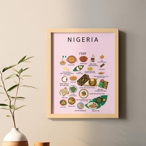 Nigerian Food Art Print: Jollof Rice, Egusi Soup, Suya Kitchen Decor