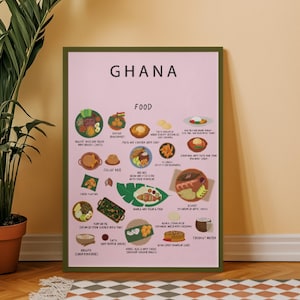 Ghana Food Poster: Illustrated African Cuisine Wall Art