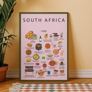Stampa artistica di cibo sudafricano: poster di cucina tradizionale per l&#39;arredamento della cucina