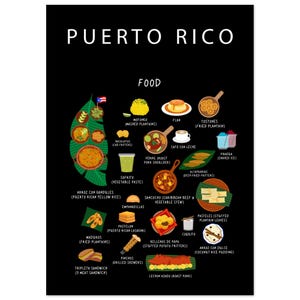 Puerto Rican Food Art Print: Caribbean Cuisine Kitchen Decor