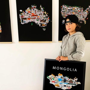 Poster de la Mongolie | Papier | Éducatif | 50 x 70 cm | Enfants | Carte du monde | Chambre d'enfant | Voyage | Décoration murale salle de jeux