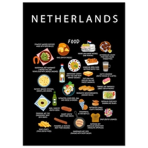 Dutch Food Art Print: Netherlands Travel Poster, Kitchen Wall Decor