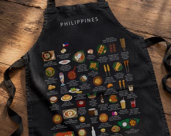 Delantal de comida de Filipinas / Cocina filipina / Adobo Sinigang Lechon / Regalo de cocina Pinoy / Delantal de cocina de Manila