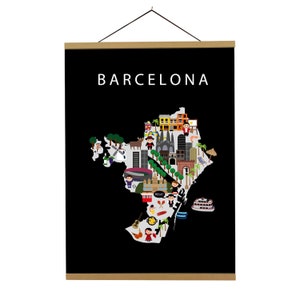 Poster von Barcelona | Papier | Pädagogische | 50 x 70 cm | Kinder | Weltkarte | Kinderzimmer | Reise | Spielzimmer Wanddeko | Spanien