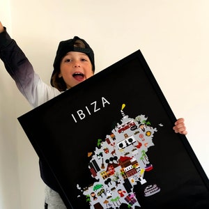 Poster von Ibiza | Papier | Pädagogische | 50 x 70 cm | Kinder | Weltkarte | Kinderzimmer | Reise | Spielzimmer Wanddeko | Eivissa | Insel