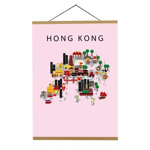 Poster di Hong Kong / Carta / Educativo / 50 x 70 cm / Bambini / Mappa del mondo / Stanza dell'asilo nido / Viaggi / Decorazione della parete della sala giochi